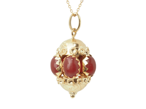 Pendentif Pendentif breloque vintage en or jaune 18 kt et cornalines 58 Facettes 33337