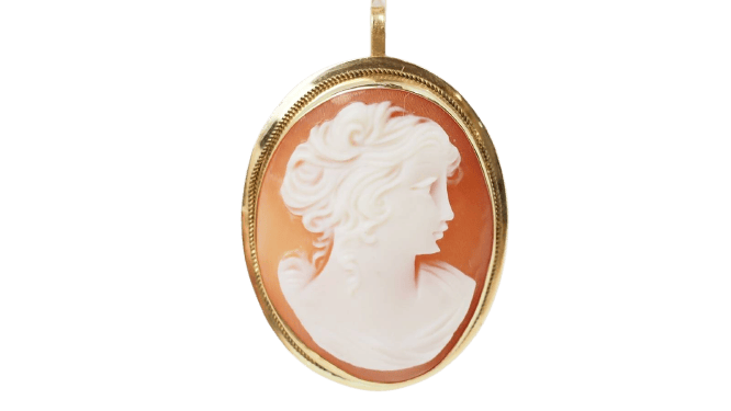 Pendentif Pendentif-broche vintage en or jaune 18 kt avec camée 58 Facettes 31783