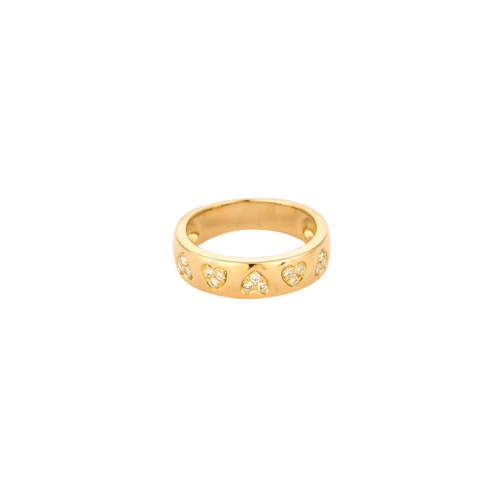 Bague 49 Bague bandeau cœurs en or jaune 18 carats sertie de diamants 58 Facettes 1
