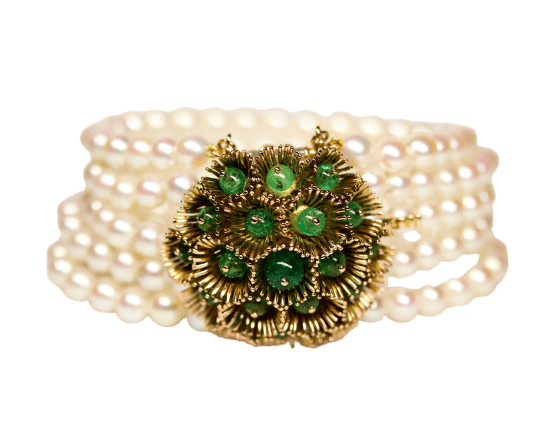 Bracelet Bracelet manchette 5 rangs en or jaune et perles de culture 58 Facettes A11365