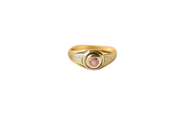 Bague 51.5 Bague saphir rose en or jaune et blanc 18 carats 58 Facettes 3609