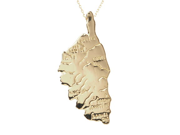 Pendentif Pendentif carte de la Corse en or jaune 18 carats 58 Facettes 33494