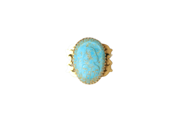 Broche Broche - Camée en turquoise en or jaune 18kt, fin XIXe siècle 58 Facettes