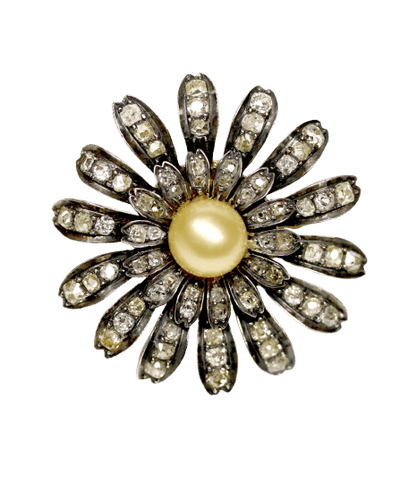 Broche 53 Bague marguerite modulable broche en or rose et diamants, perle de culture gold 58 Facettes A9885 F1987
