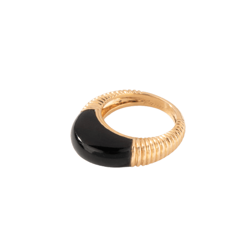 Bague 48 Cartier - Bague godronnée en or jaune et onyx 58 Facettes 1