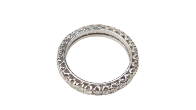 Bague 50 Alliance américaine tour complet en or blanc 14 kt et diamants 1,12 ct 58 Facettes 30903