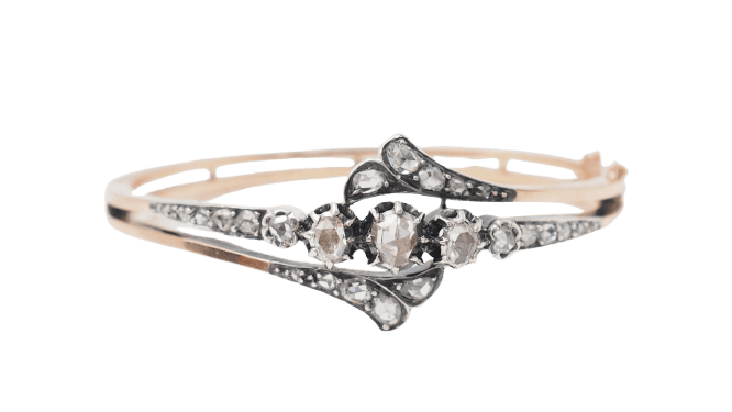 Bracelet Bracelet ancien du XIXe siècle en or rose 18 ct et argent, diamants 58 Facettes 32755