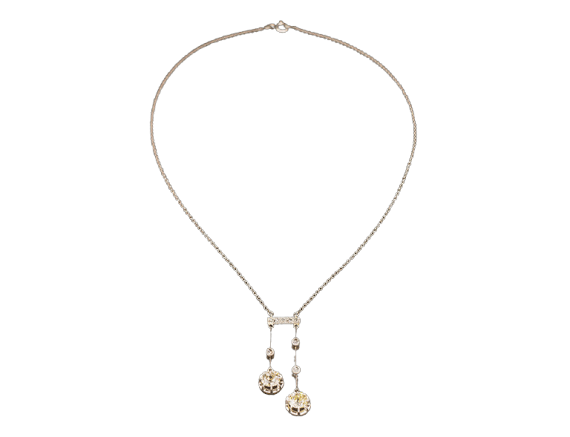 Collier Collier négligé en or jaune, platine, argent et diamants (années 1920) 58 Facettes A9063