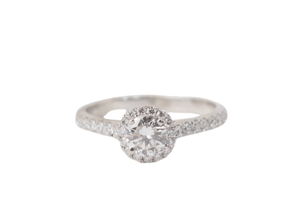 Bague 53.5 Bague solitaire en or blanc 18 kt et diamants 58 Facettes 30712/30923
