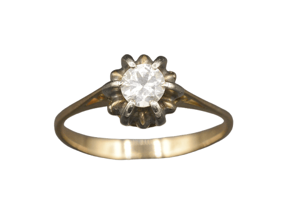 Bague 56 Bague solitaire en or rose et diamant taille ancienne 0,40 ct 58 Facettes A10472