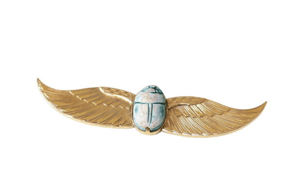 Broche Broche Égyptomanie scarabée amulette en or jaune 18 kt 58 Facettes