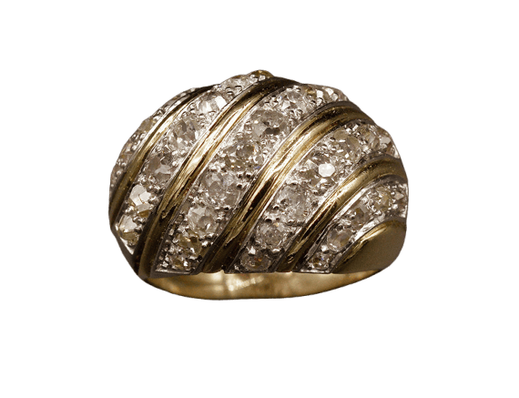 Bague 51.5 Bague boule en or jaune et platine sertie de diamants 58 Facettes A9645