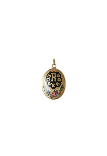 Pendentif Médaillon ouvrant ovale « Recuerdo » en or jaune 18k et émail 58 Facettes