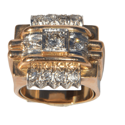 Bague 60 Bague tank en platine sertie de diamants 58 Facettes 1