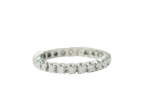 Bague 53 Alliance américaine en or blanc 18 kt et diamants 0,75 ct 58 Facettes 33427