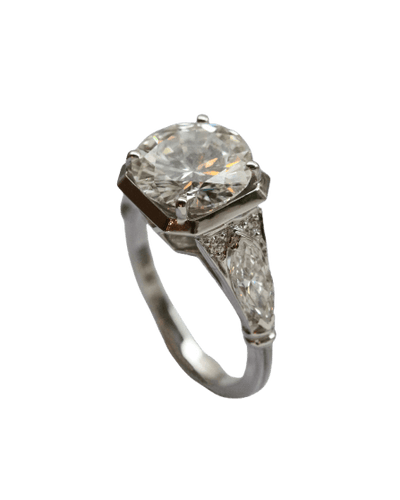 Bague 53 Bague solitaire carré en or blanc et diamant 3,46 ct G-SI2 58 Facettes F1943 A9959 C1897B
