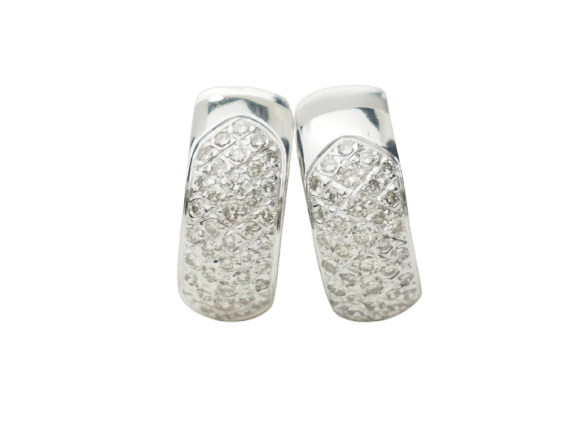 Boucles d'oreilles Boucles d’oreilles créoles en or blanc 18 kt et diamants 58 Facettes 33434