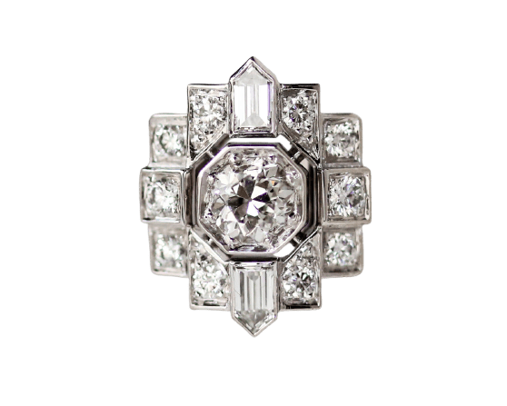 Bague 50 Bague création - Bague en or blanc et diamants bullets 58 Facettes F1886 A11583