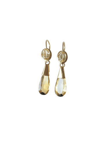 Boucles d'oreilles Boucles d'oreilles pendantes goutte en or jaune et citrine 58 Facettes