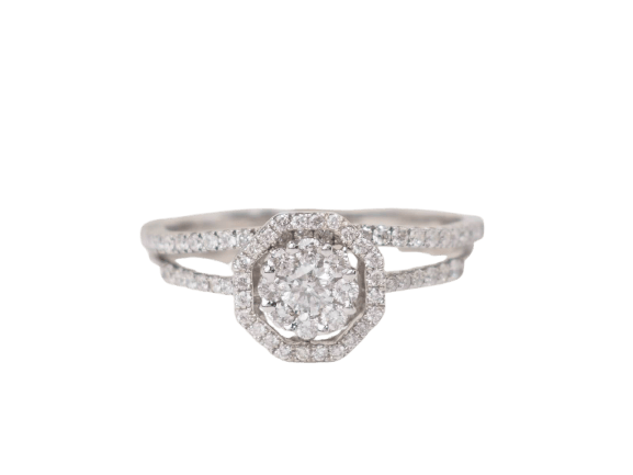 Bague 60 Bague solitaire en or blanc 18 kt et diamants 0,66 ct 58 Facettes 21835/30916