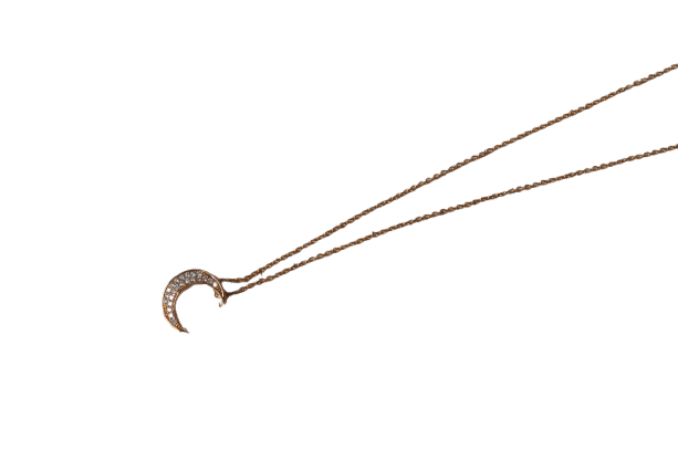 Collier Collier demi-lune en or rose 18K et diamants naturels 58 Facettes