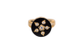 Bague 43 Bague de petit doigt ciselée en or jaune 18k, onyx et diamants 58 Facettes 3846