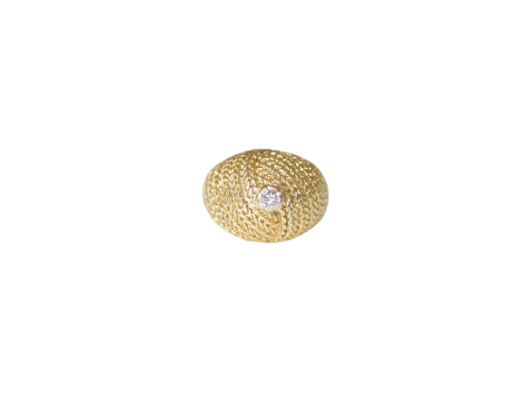 Bague 49.5 Bague boule sertie d’un diamant en or jaune 18k années 60 58 Facettes