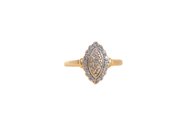 Bague 55 Bague navette en or jaune et or blanc 18k et diamants 58 Facettes 3377