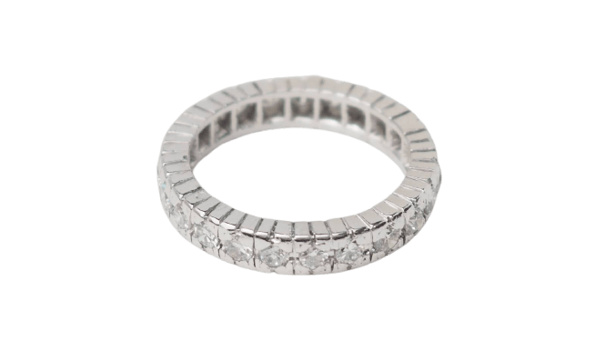 Bague 49 Alliance américaine tour complet en platine 850 et diamants 0,92 ct 58 Facettes 30685