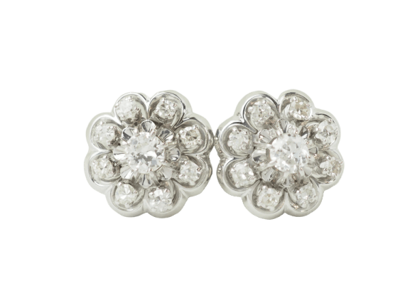Boucles d'oreilles Boucles d'oreilles marguerites en or blanc 18 ct et diamants 58 Facettes 33524