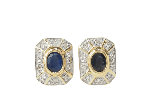 Boucles d'oreilles Boucles d'oreilles en or jaune 18 ct, saphirs et diamants 58 Facettes 33450