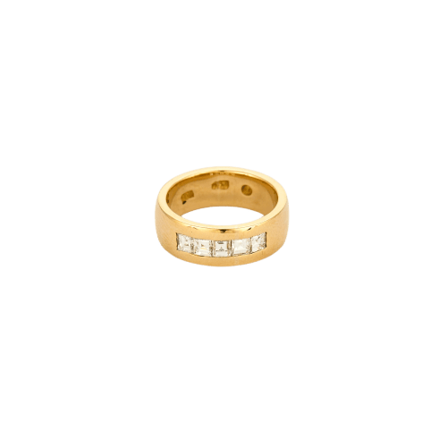 Bague 48 Bague bandeau en or jaune 18 carats et diamants taille princesse 58 Facettes