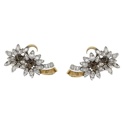 Boucles d'oreilles Edelweiss - Boucles d’oreilles clip en or jaune, platine et diamants 58 Facettes 29984
