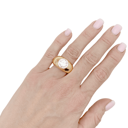 Bague 51 Bague jonc en or jaune et or blanc 750 avec diamant 2,02 ct 58 Facettes 34373