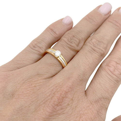 Bague 51 Cartier Vendôme Louis Cartier - Bague solitaire en trois ors 750 et diamant 58 Facettes 34963