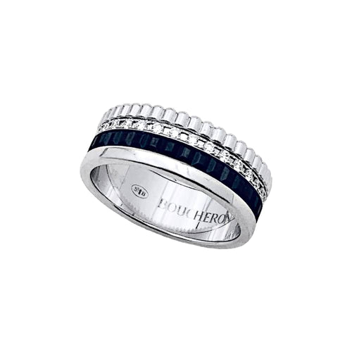 Bague 50 Boucheron Quatre Black Edition Small - Bague en or blanc et diamants 58 Facettes 35290