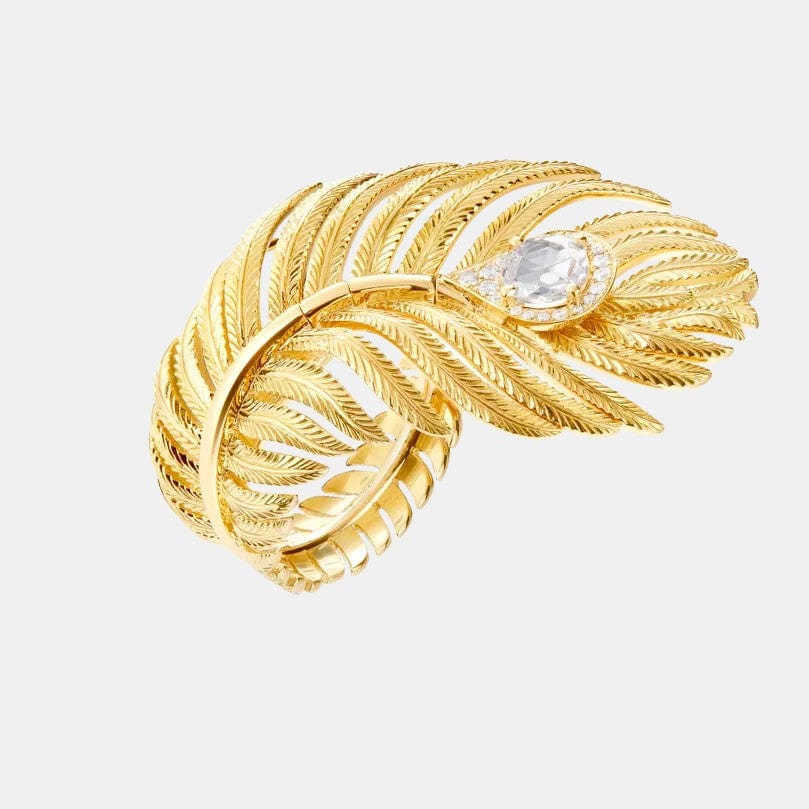 Bague Plume de Paon Or jaune Diamant 0.63ct