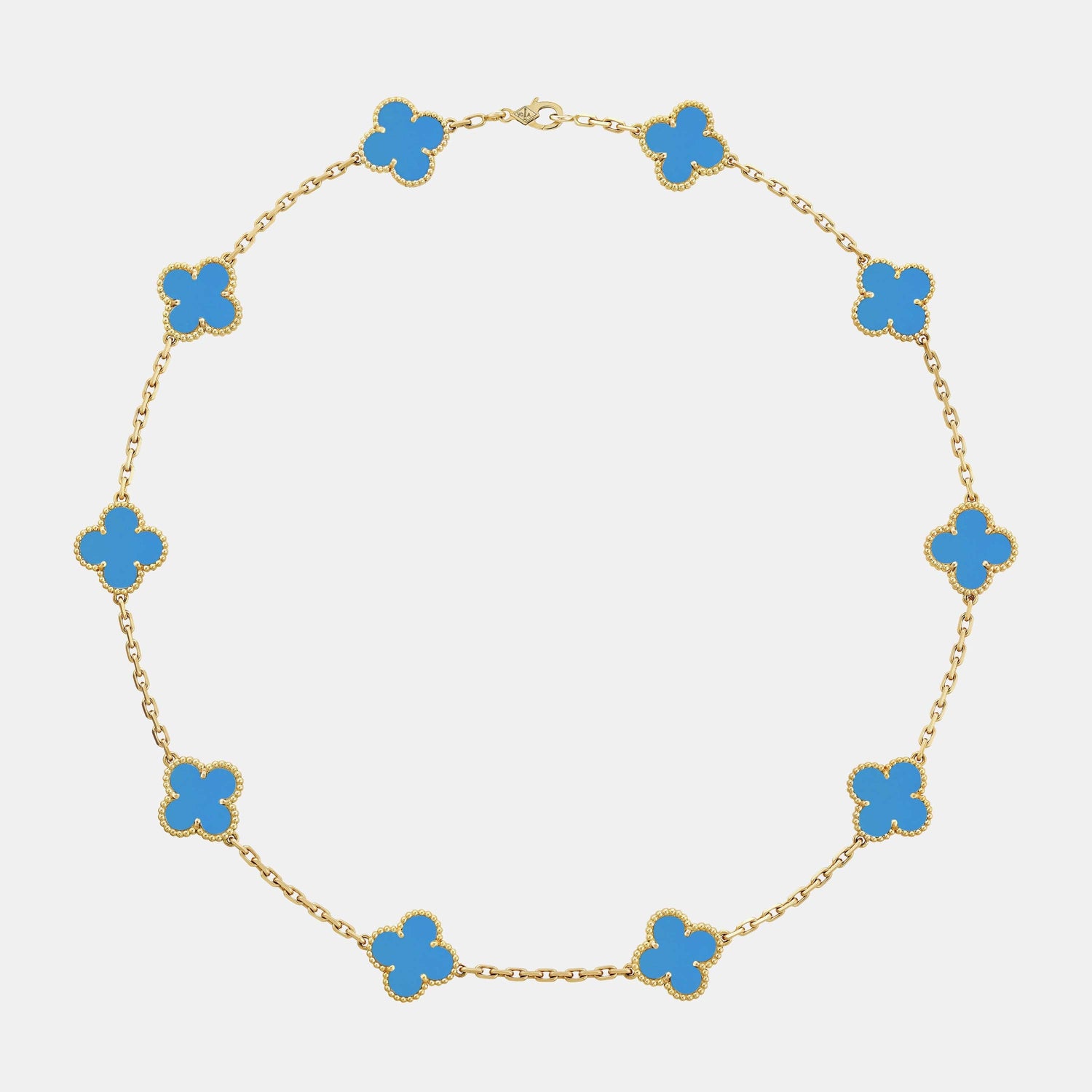 Collier Vintage Alhambra Or jaune Agate 10 motifs