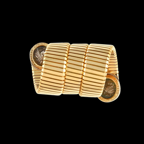 BULGARI - MONETE - Manchette Or Jaune et Argent 58 Facettes