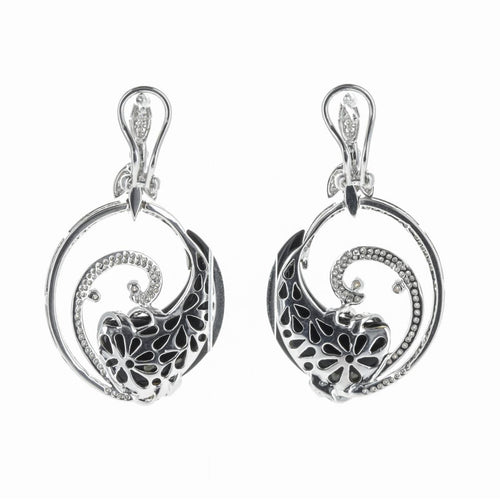 Boucles d'oreilles Boucles d’oreilles en or blanc 18 K avec diamants et onyx 58 Facettes 2.18388