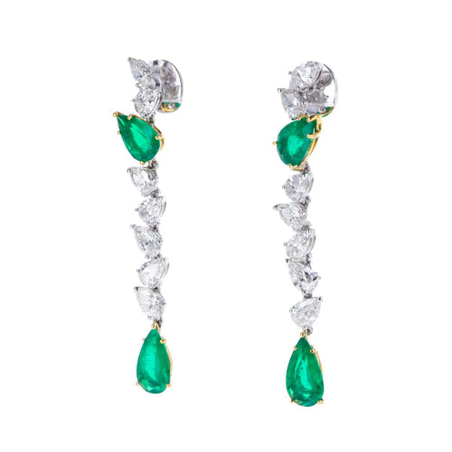 Boucles d'oreilles Boucles d’oreilles diamants et émeraudes en or blanc et or jaune 18 K 58 Facettes 2.18700