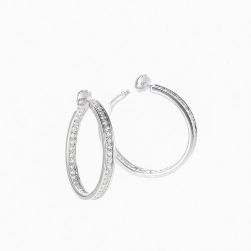Boucles d'oreilles Cartier - Boucles d’oreilles créoles en or blanc 18 K et diamants 58 Facettes 2.18785