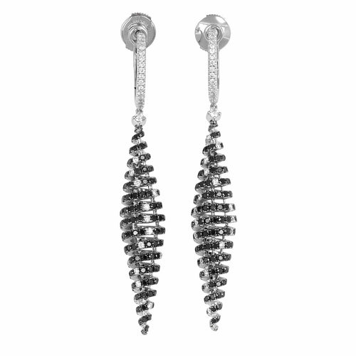 Boucles d'oreilles Giorgio Visconti - Boucles d’oreilles en or gris avec diamants blancs et noirs 58 Facettes 66300074