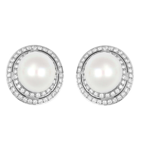 Boucles d'oreilles Boucles d'oreilles pendantes en or gris 18 carats, perles et diamants 58 Facettes 66000181