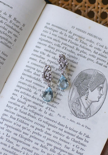 Boucles d'oreilles Boucles d’oreilles goutte en or blanc 18k, aigues-marines et diamants 58 Facettes
