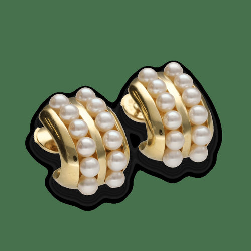 Boucles d'oreilles Poiray Persane - Boucles d’oreilles en or jaune 18 carats et perles de culture 58 Facettes FB11036