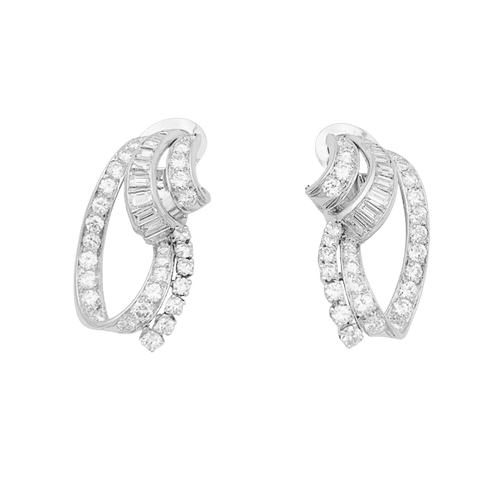 Boucles d'oreilles Boucles d’oreilles clips en or blanc 750 serties de diamants 58 Facettes 34705