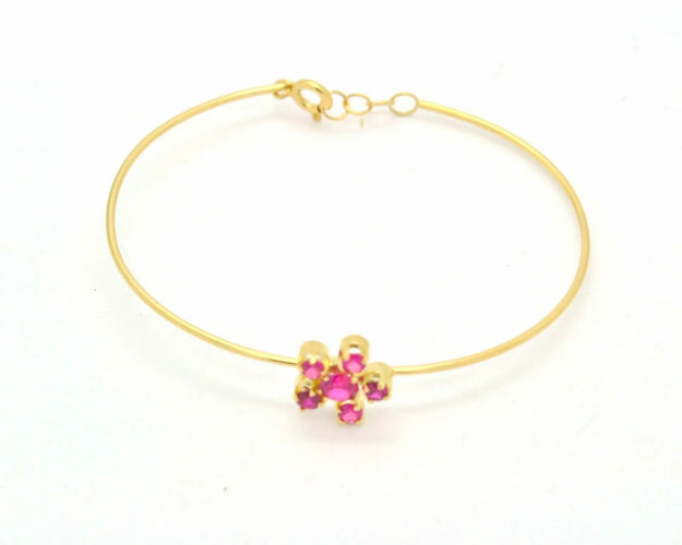 Bracelet Bracelet rigide en or jaune 18 ct avec rubis synthétiques 58 Facettes 8426