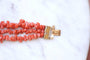 Bracelet Bracelet - Trois rangs de corail, fermoir en or jaune 18k 58 Facettes