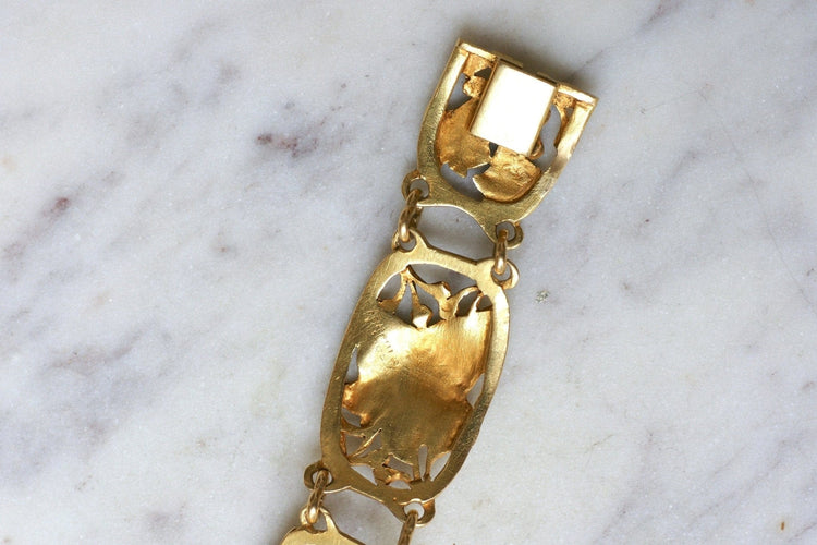 Bracelet Bracelet Art nouveau articulé en or jaune 18kt à maillons ajourés 58 Facettes